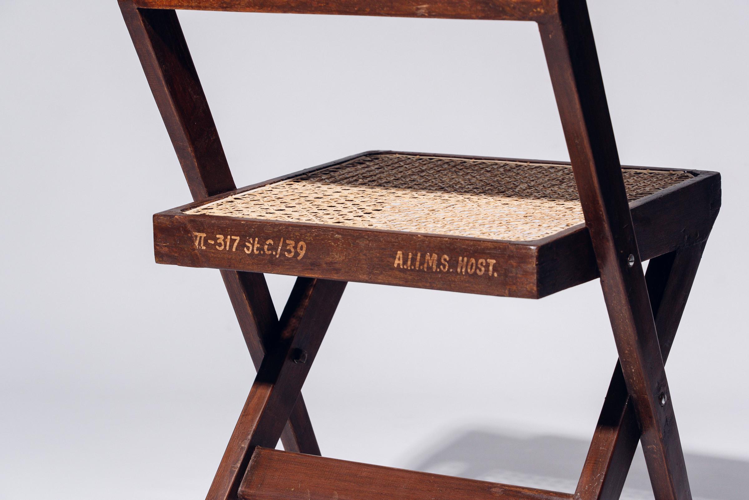 Tissé à la main Chaise de bibliothèque par Pierre Jeanneret pour Chandigarh, Inde, Circa 1959-60 en vente