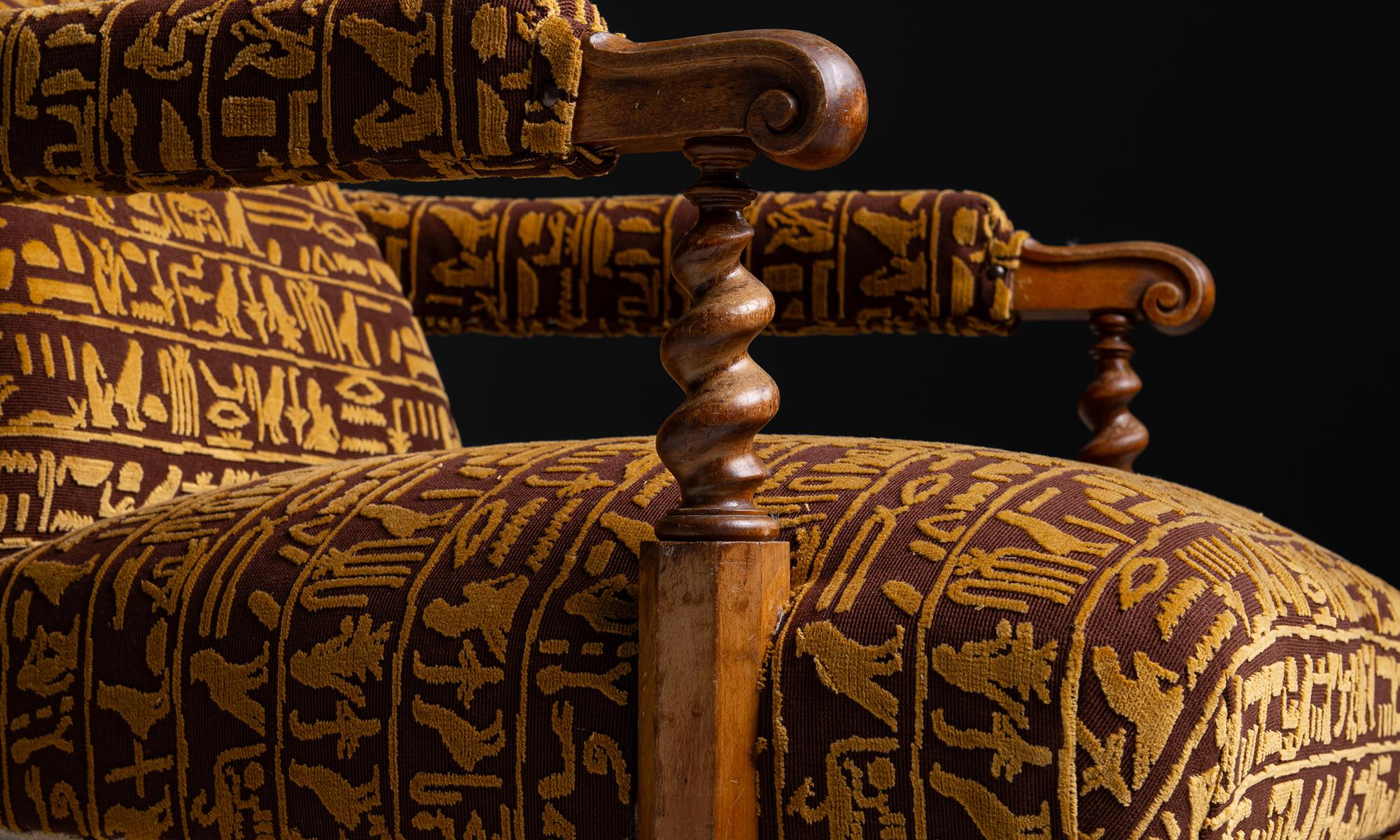 19th Century Library Chair in Velvet Fabric by Pierre Frey, England circa 1890 For Sale