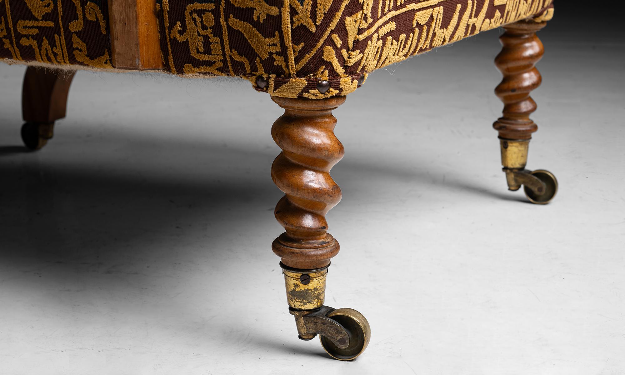 Library Chair in Velvet Fabric by Pierre Frey, England circa 1890 (Polster)