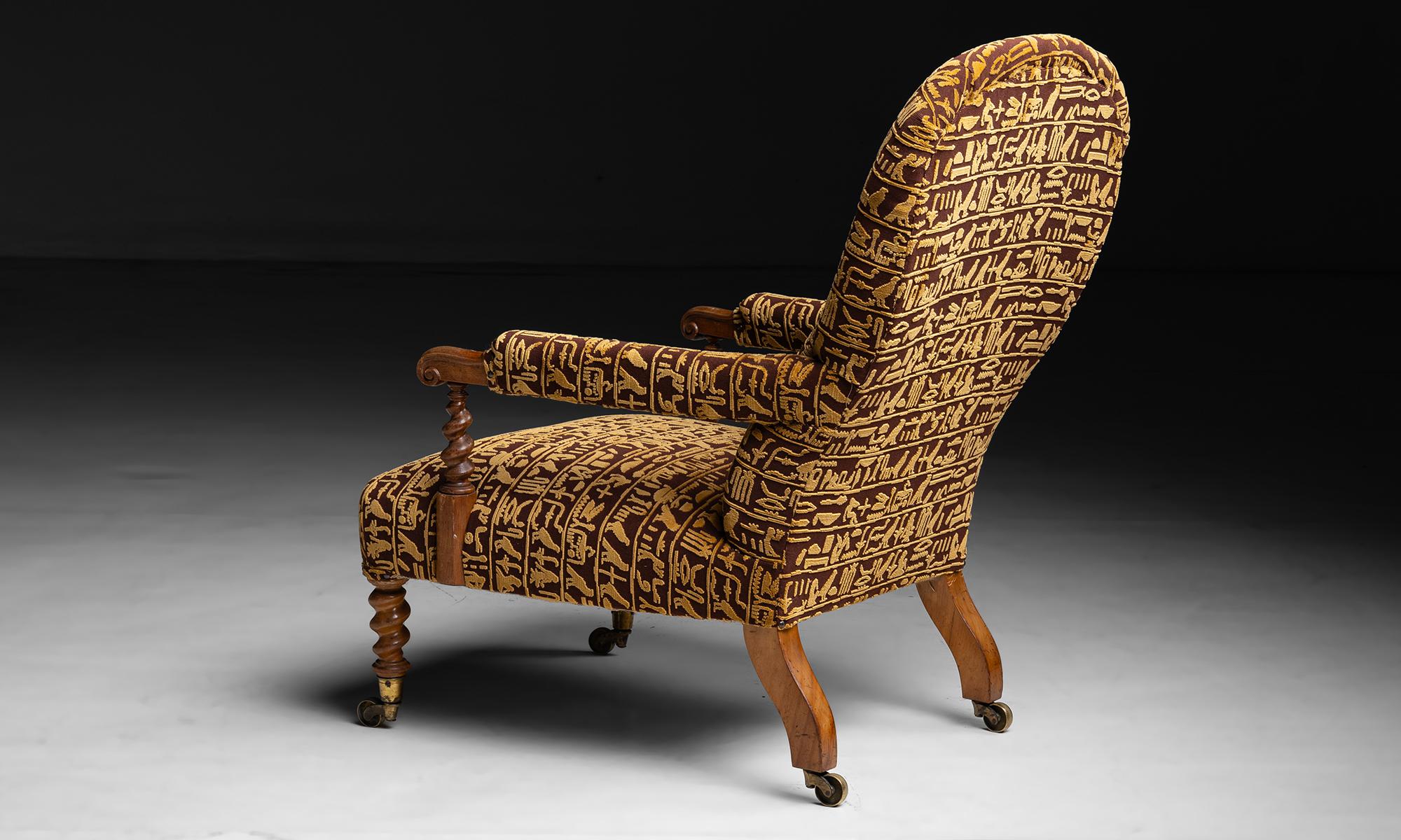 Library Chair in Velvet Fabric by Pierre Frey, England circa 1890 1