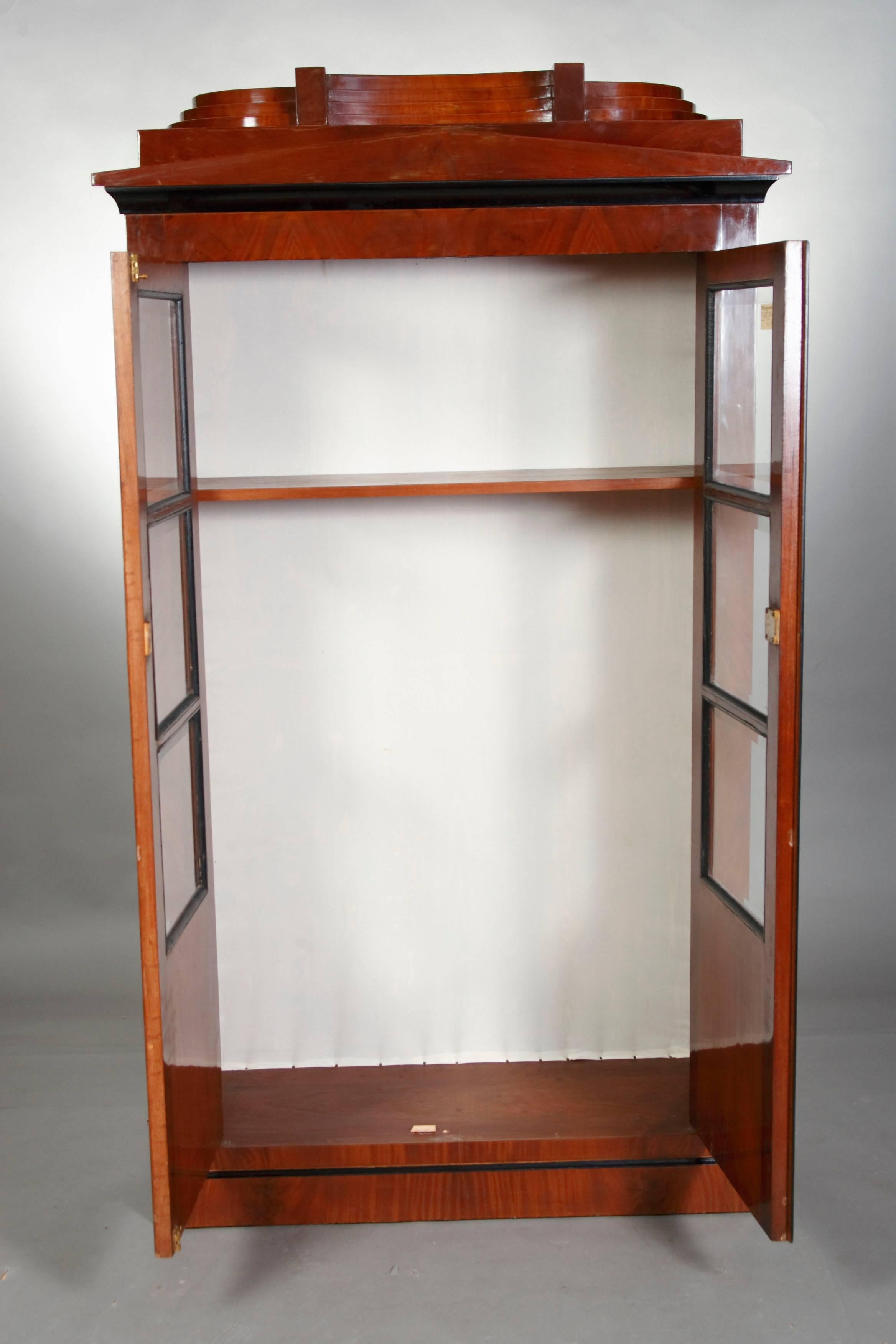 German Library / Cabinet vitrine in antique Biedermeier Style  mahogany veneer For Sale