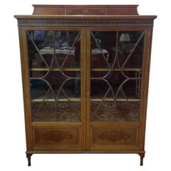 Library - English display cabinet with marquetry Maple & Company London