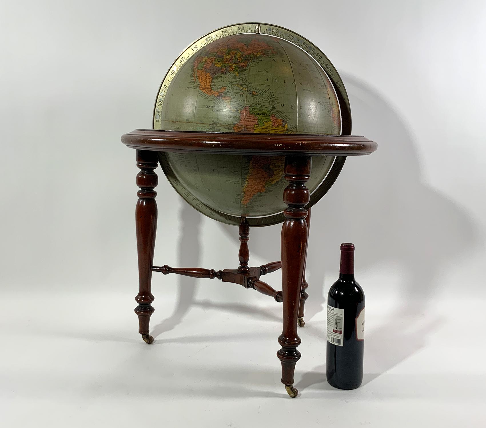 American Library Globe on Mahogany Stand