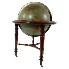 Library Globe on Mahogany Stand