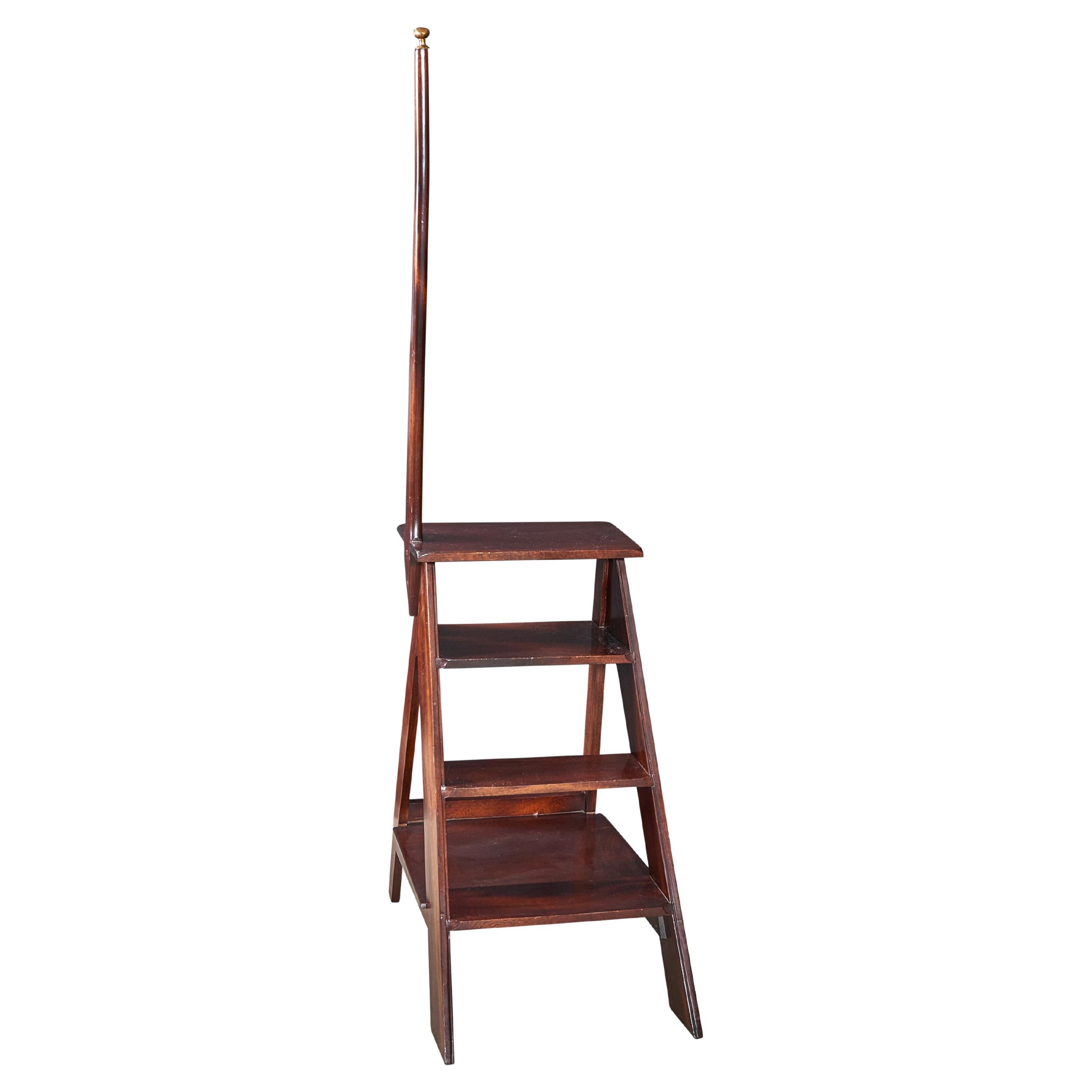 Very nice library ladder with brass top handle. Rare and fun. Very cool. 

