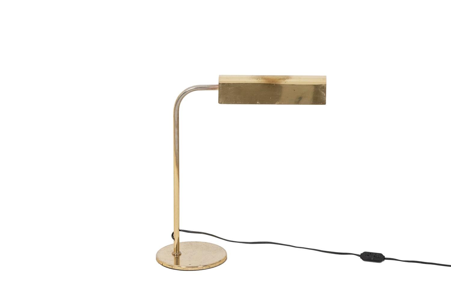 French Library Lamp in Gilded Brass, 1970s For Sale