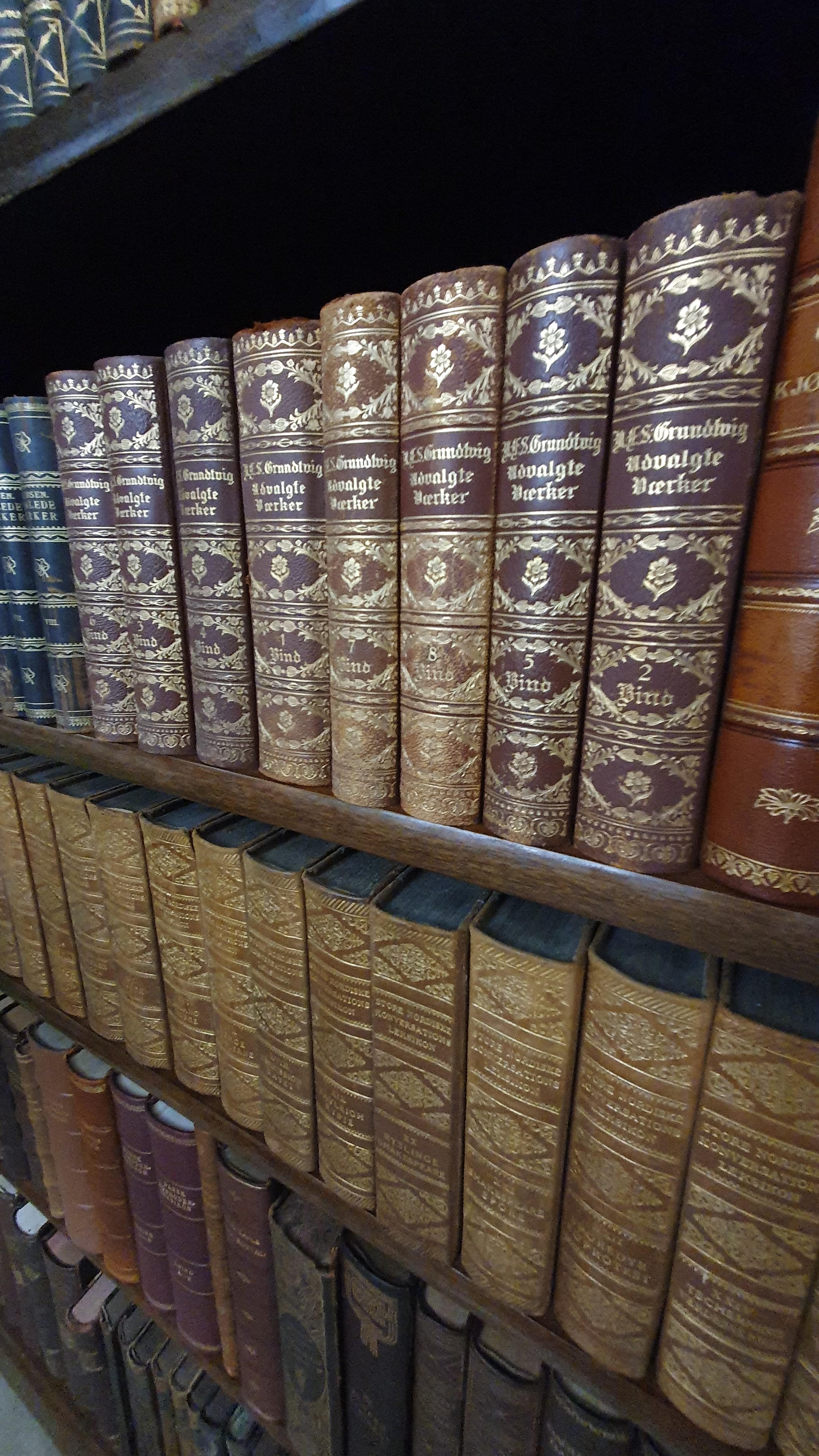 Bibliothèque de livres anciens reliés en cuir en vente 4