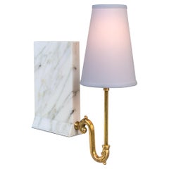 Library Sconce, Contemporary Bookshelf Sconce in Marble, Brass
