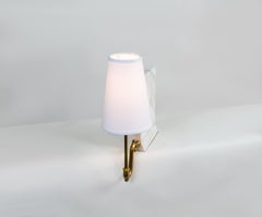 Library Sconce, Contemporary Bookshelf Sconce in Carrara Marble, Aged Brass