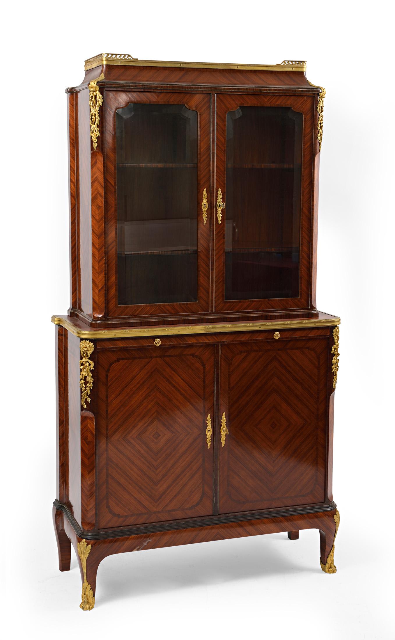 French Library /Secretary in Marquetry by Chevrie For Sale