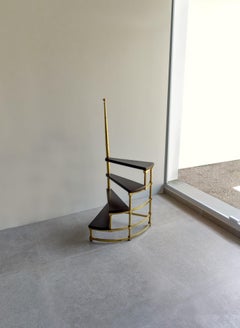 Library Spiral Staircase in Brass and Leather, 1960s