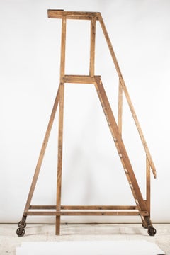 Library Staircase in Natural Wood, France, circa 1940