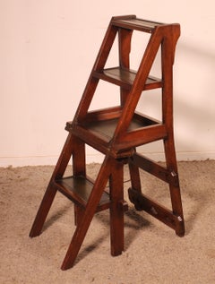 Library Stepladder Transformable Into Chair - 19th Century