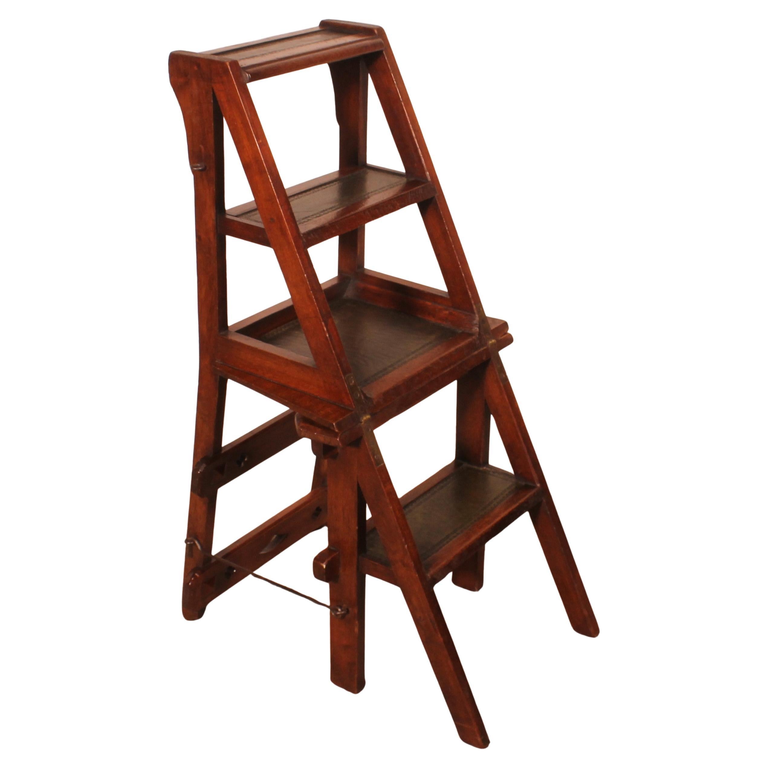 Library Stepladder Transformable Into Chair - 19th Century