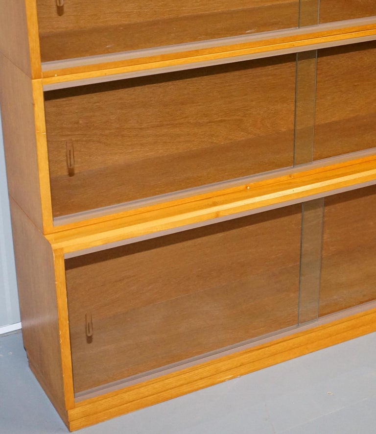 Library Suite of Three Large Vintage Gold Oak Legal Library Bookcases