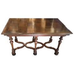 Library Table or Side Table, Walnut with Parquetry Top