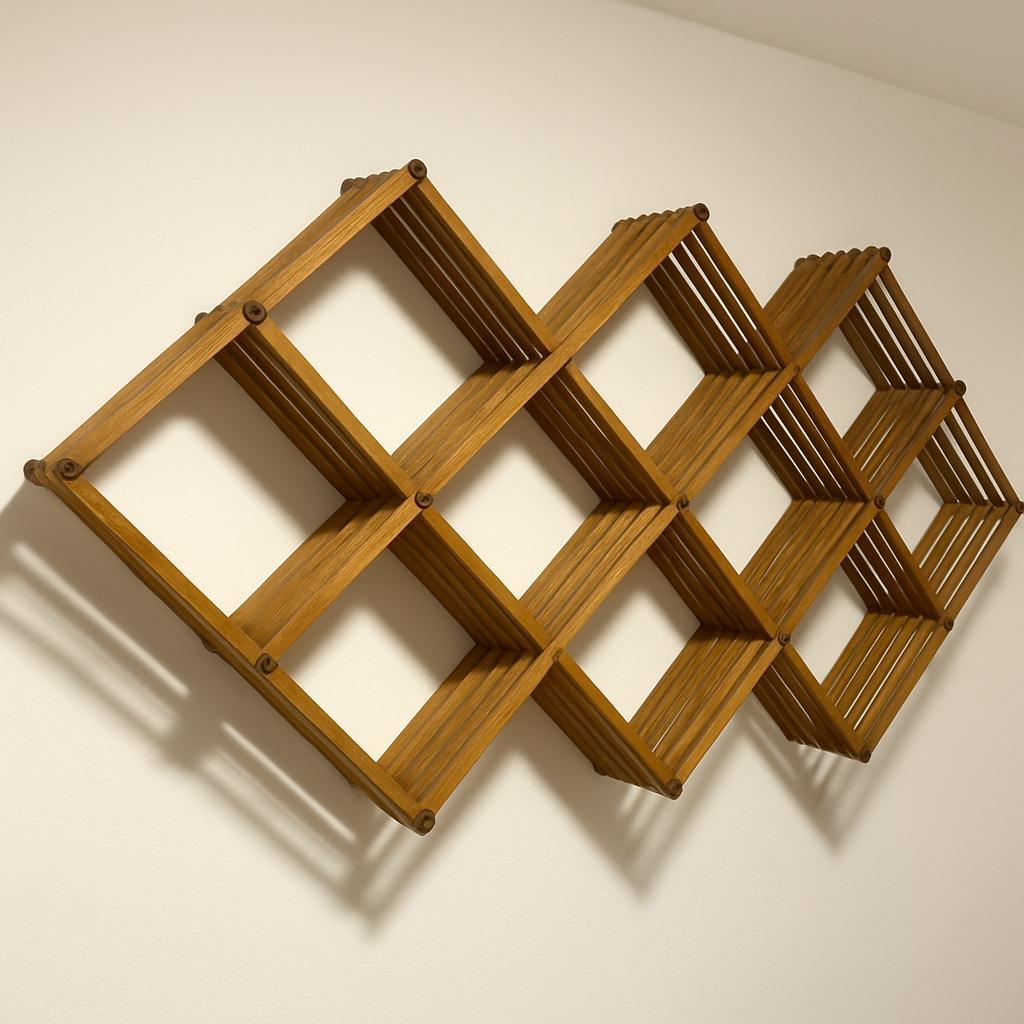 Pantografo-Bücherei in Massivholz und Ottone-Details - Italien - 70er Jahre (Moderne der Mitte des Jahrhunderts) im Angebot