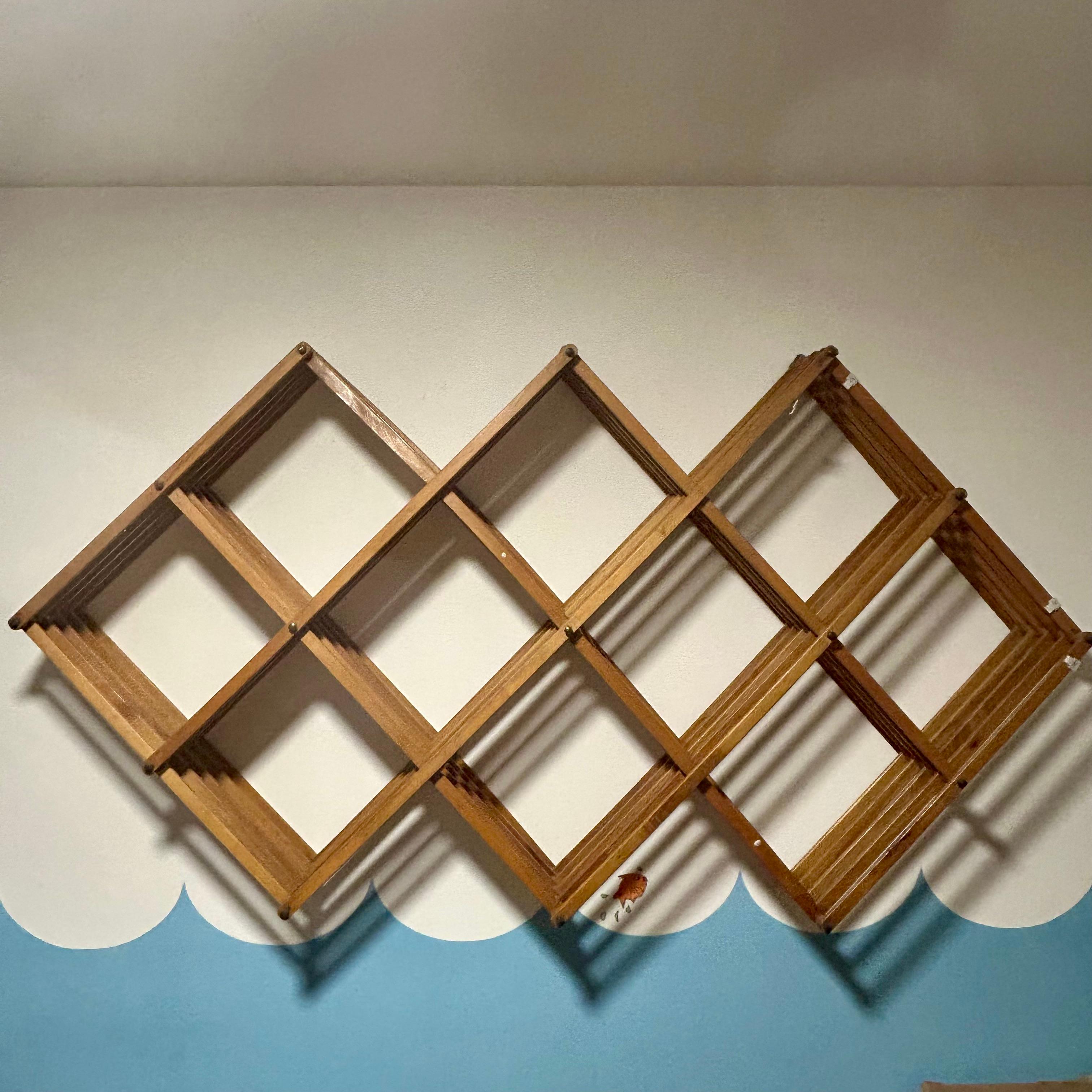 Pantografo-Bücherei in Massivholz und Ottone-Details - Italien - 70er Jahre im Angebot 2