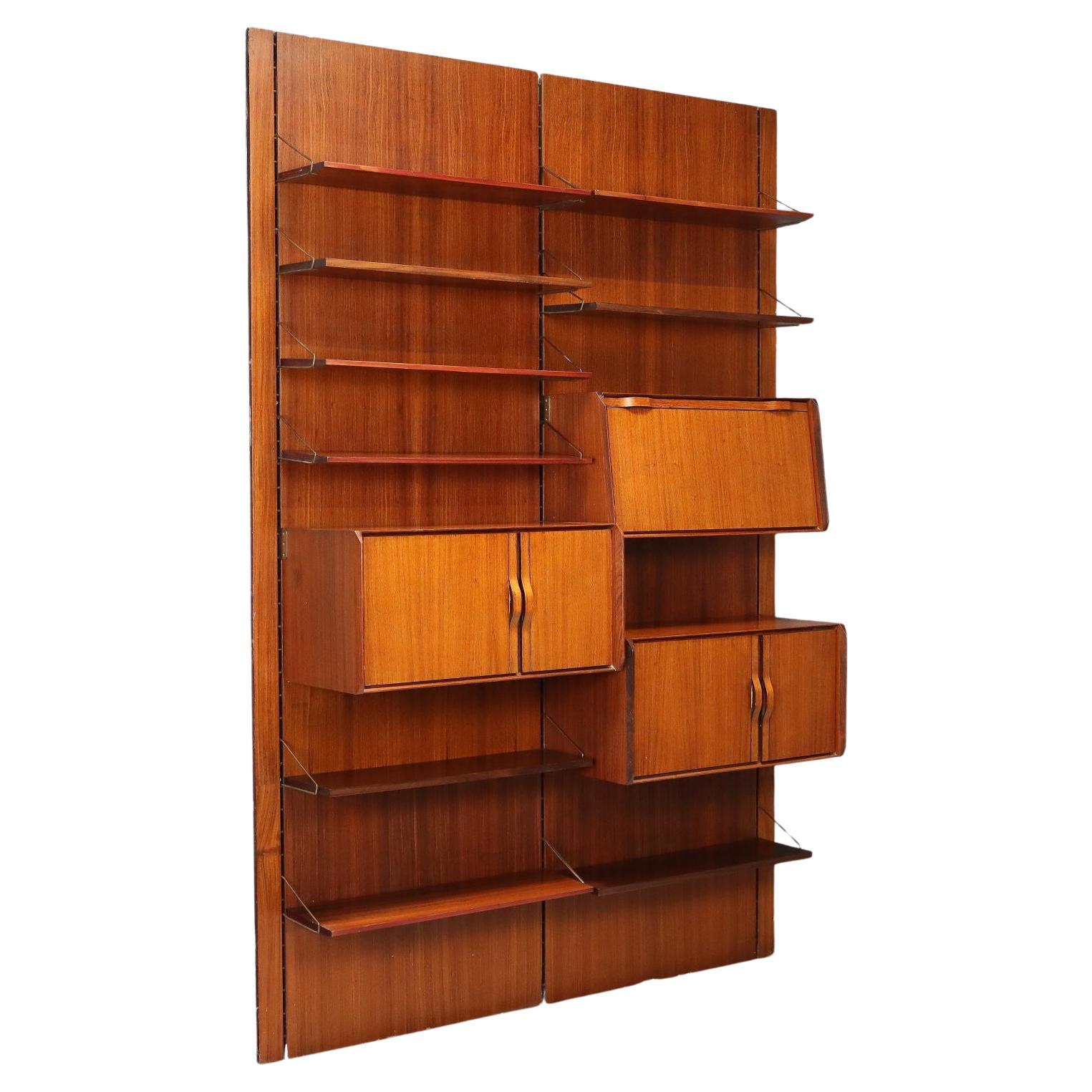 1960s Teak Wall Bookcase For Sale