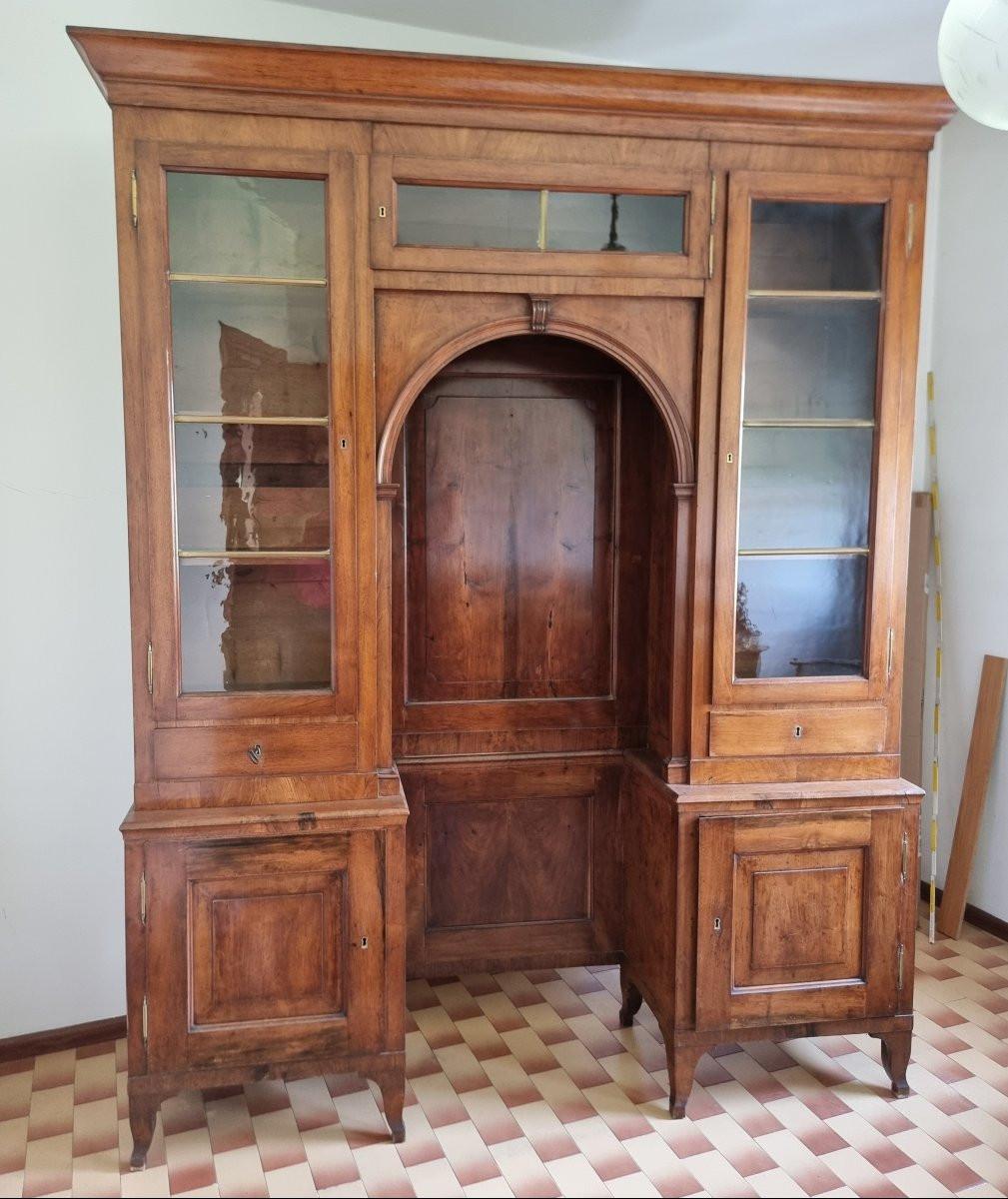 Fatto a mano Libreria “a ponte” in noce massiccio – Veneto, primi decenni del XIX secolo in vendita