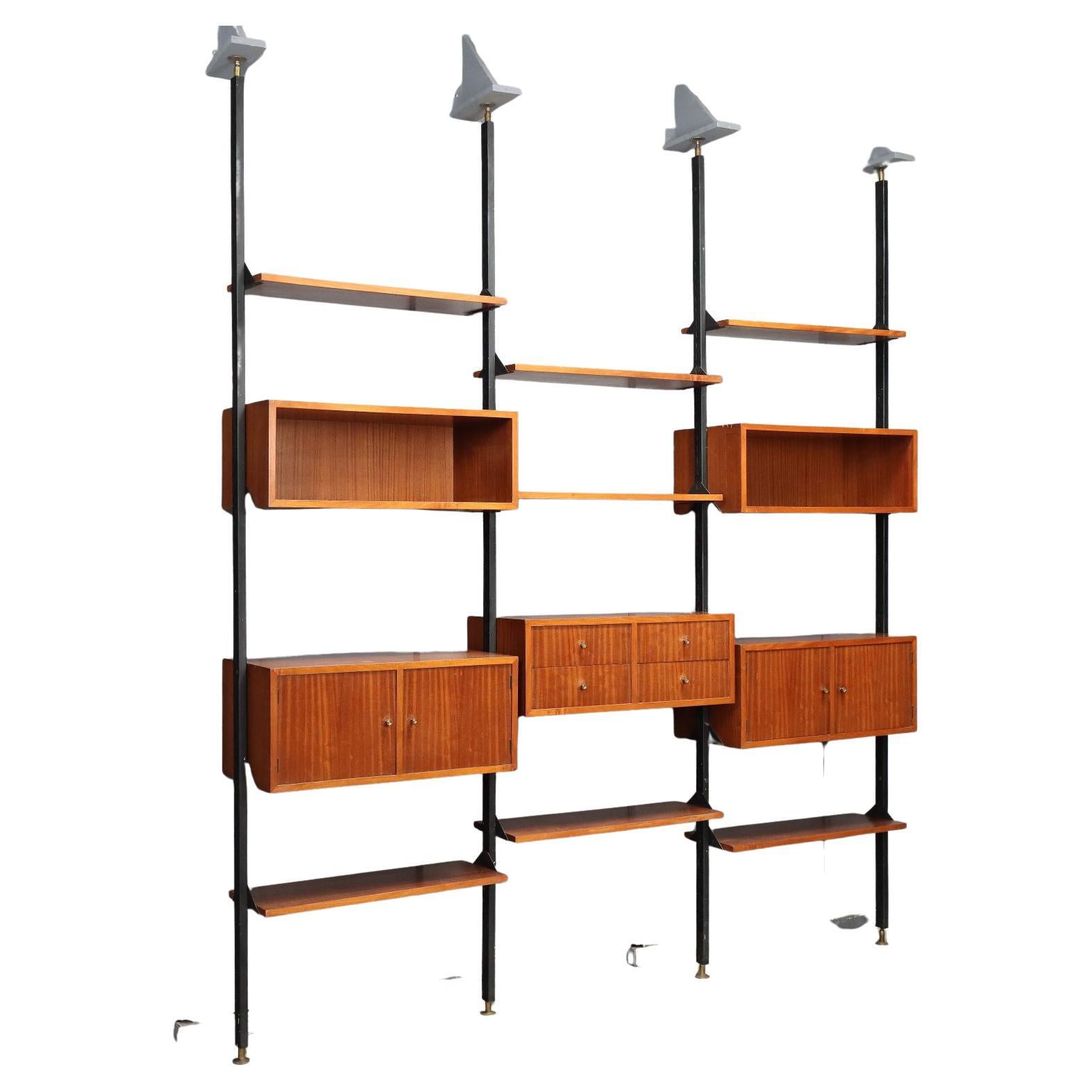 Libreria a tre campate terra-cielo Vintage Anni 60 en vente