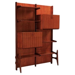 Fratelli Proserpio 1950s 1960s bookcase, brown, teak