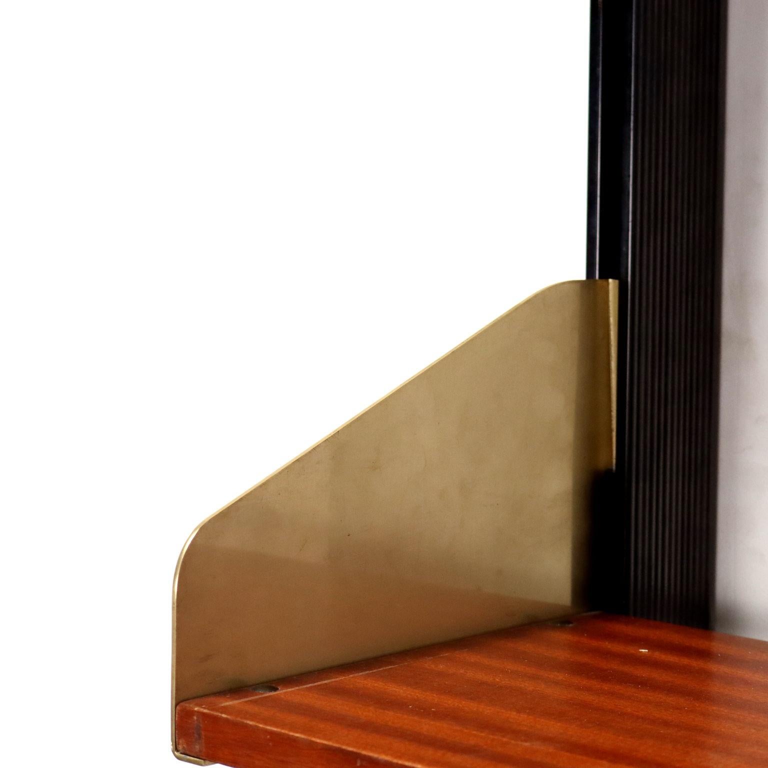 Aluminum 1950s wall-mounted bookcase