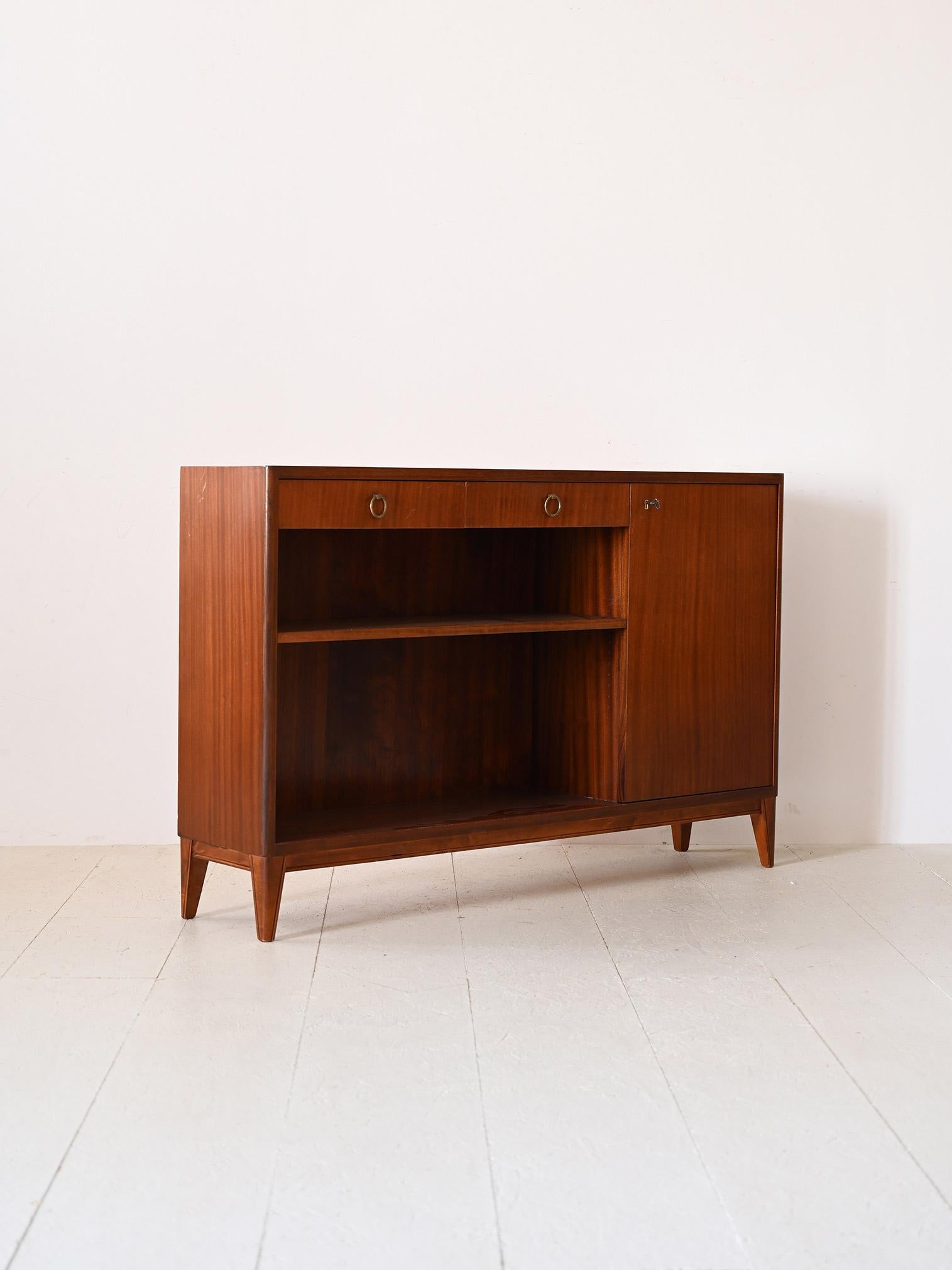 Scandinavian Modern 1950s Art Deco bookcase with drawers For Sale