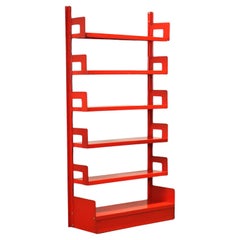 60s-70s red metal bookcase