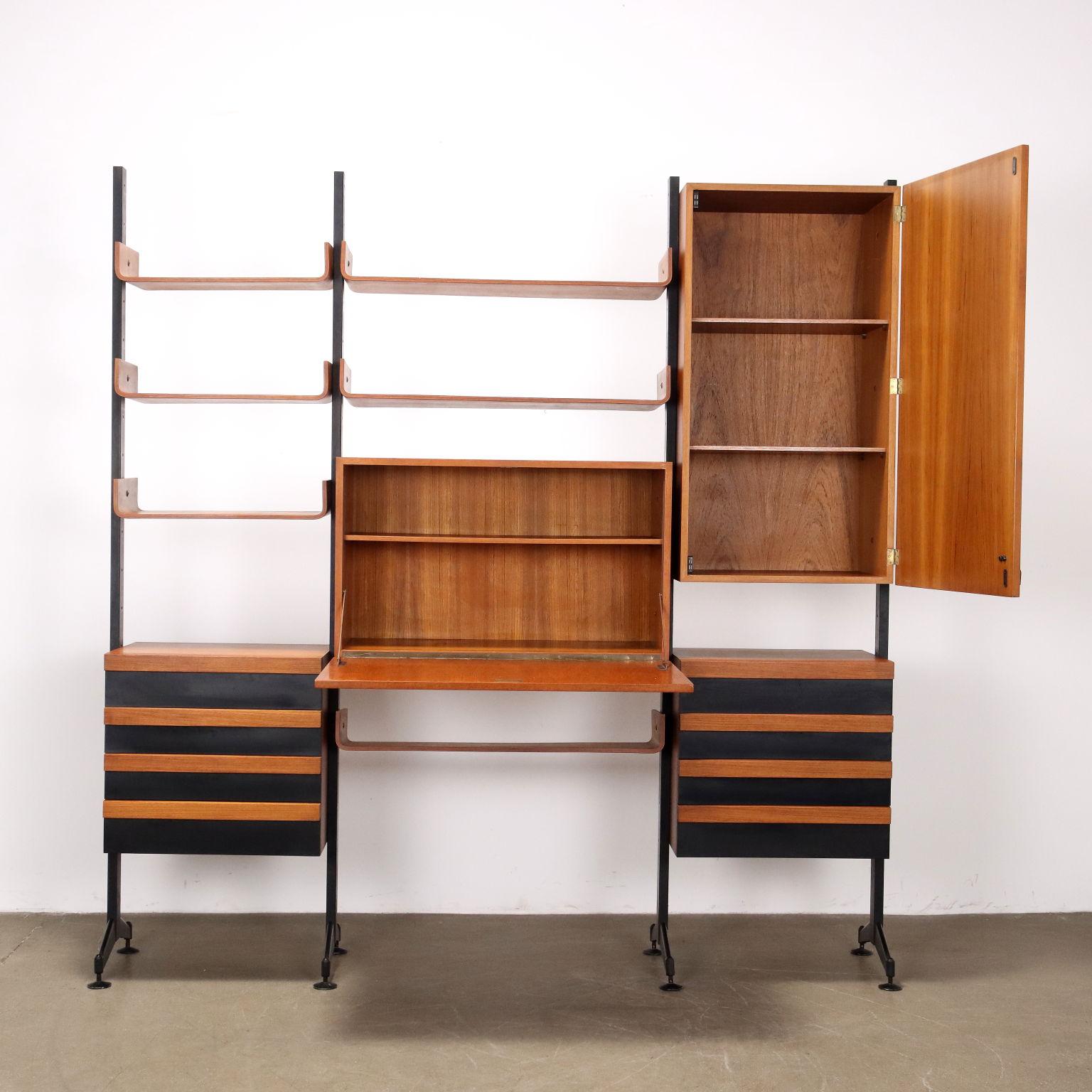 Dreireihiges Bücherregal aus den 1960er Jahren (Mid-20th Century)