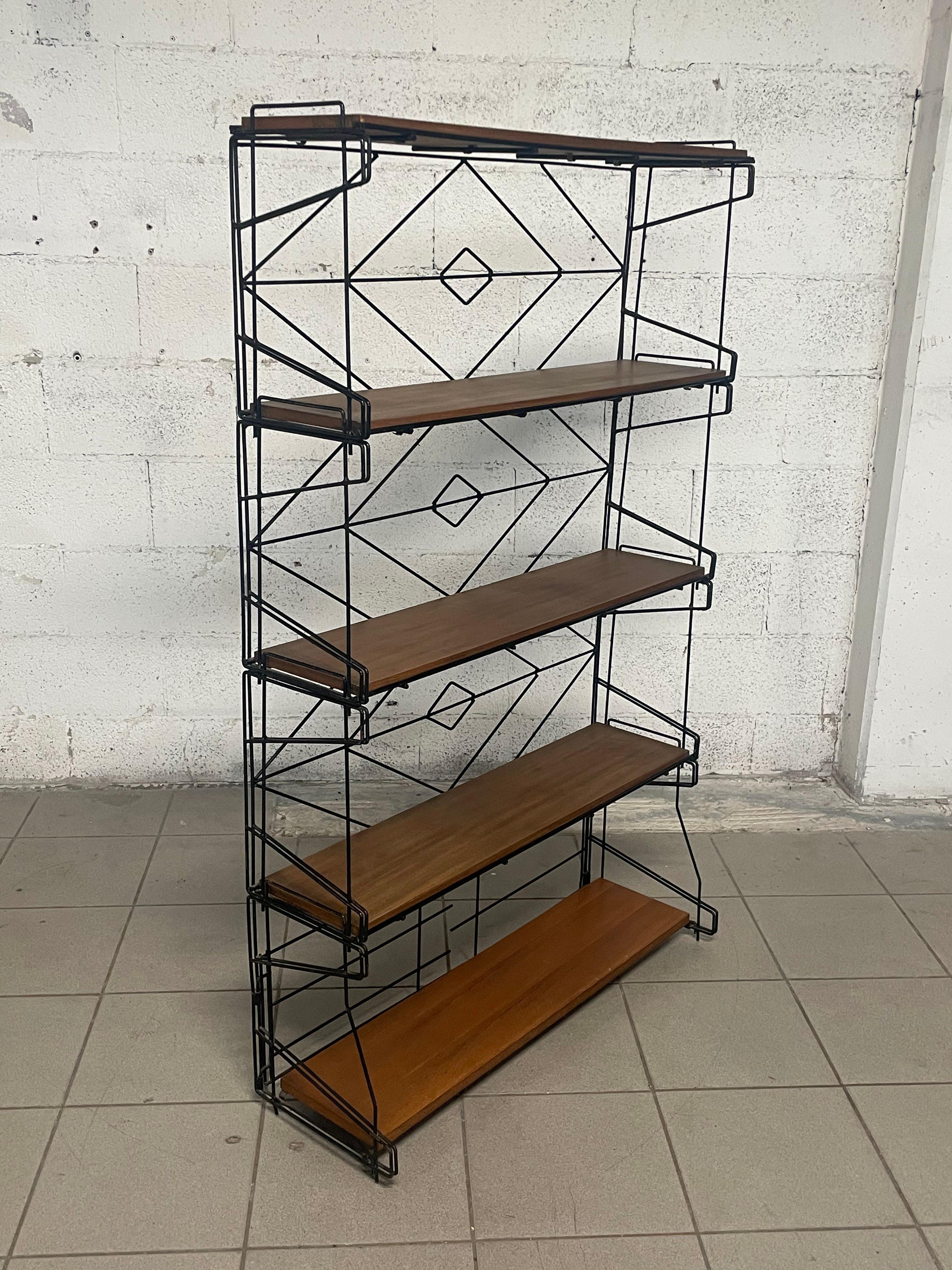 1960s bookcase with wire mesh For Sale 5
