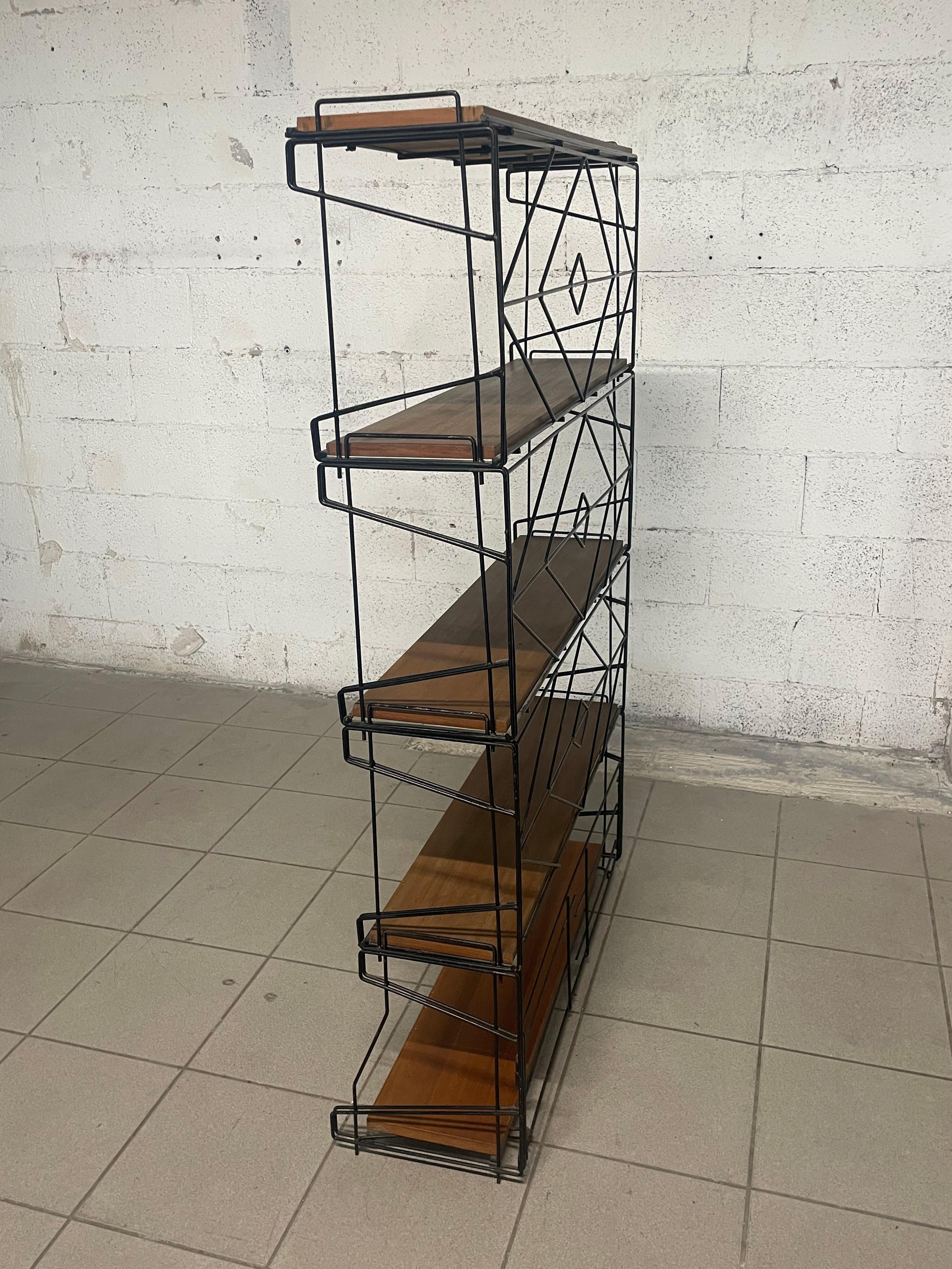 1960s bookcase with wire mesh For Sale 11
