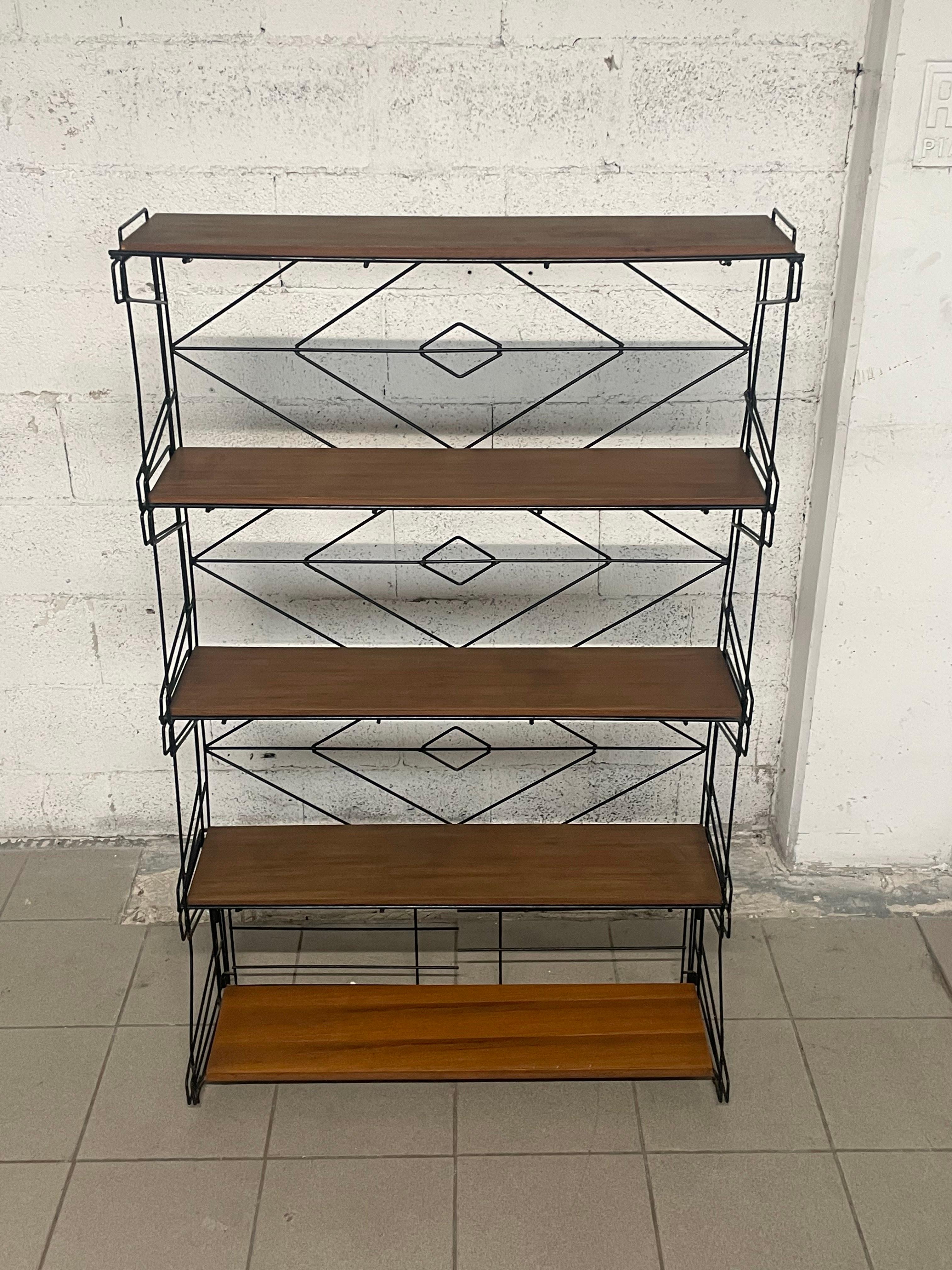 Mid-Century Modern 1960s bookcase with wire mesh For Sale
