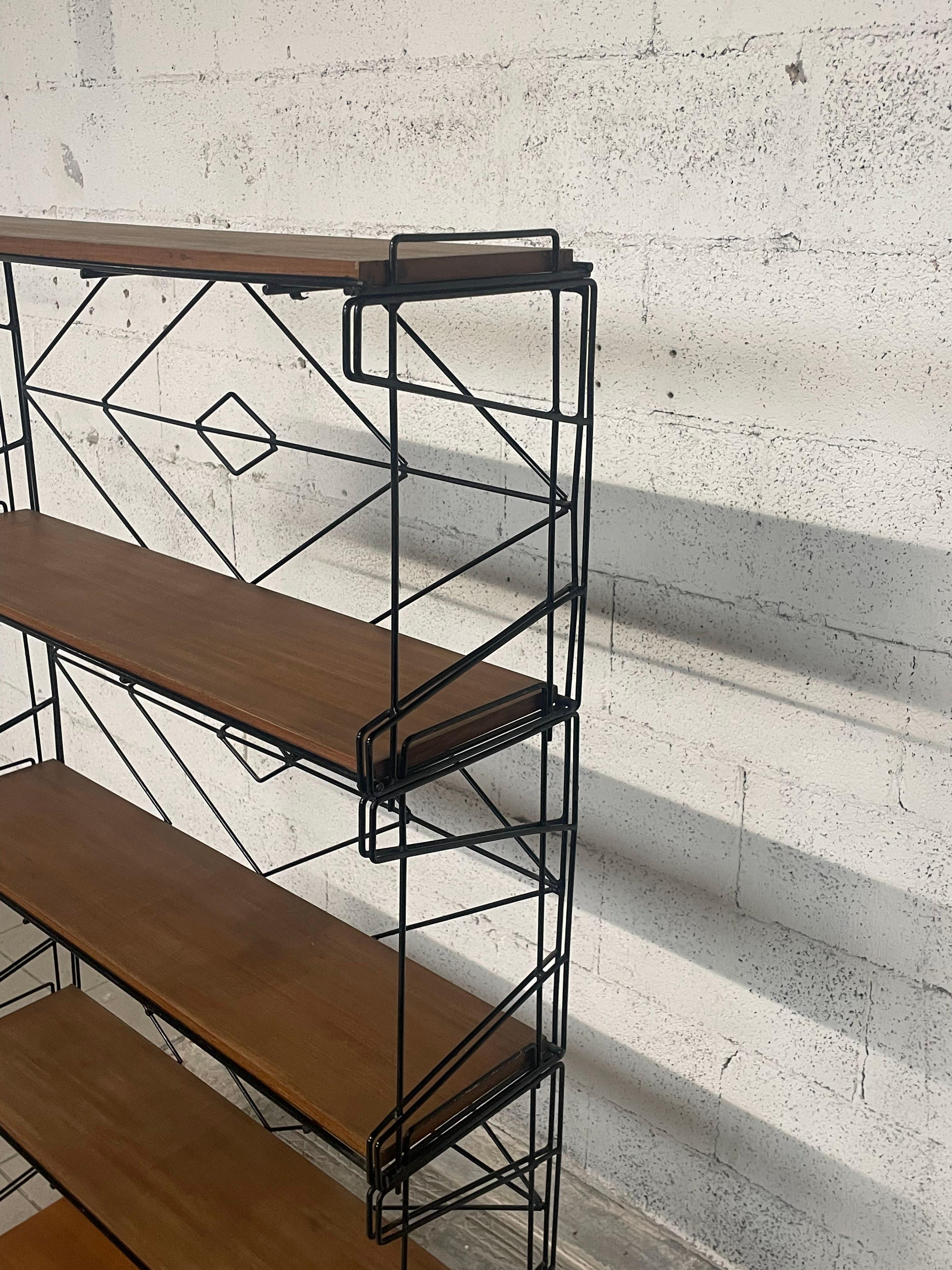 Iron 1960s bookcase with wire mesh For Sale