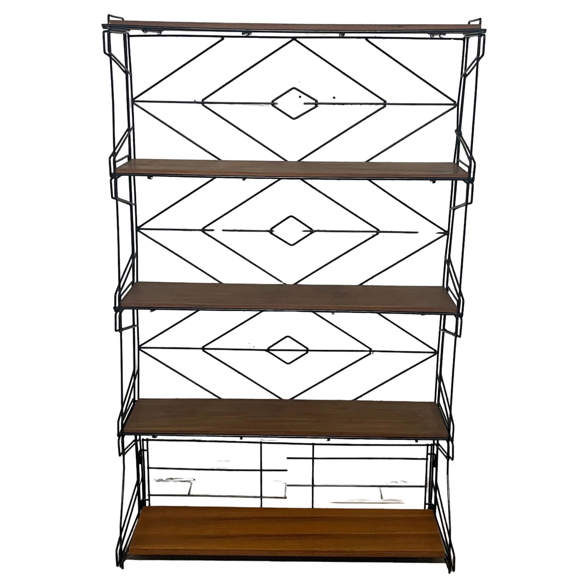 1960s bookcase with wire mesh