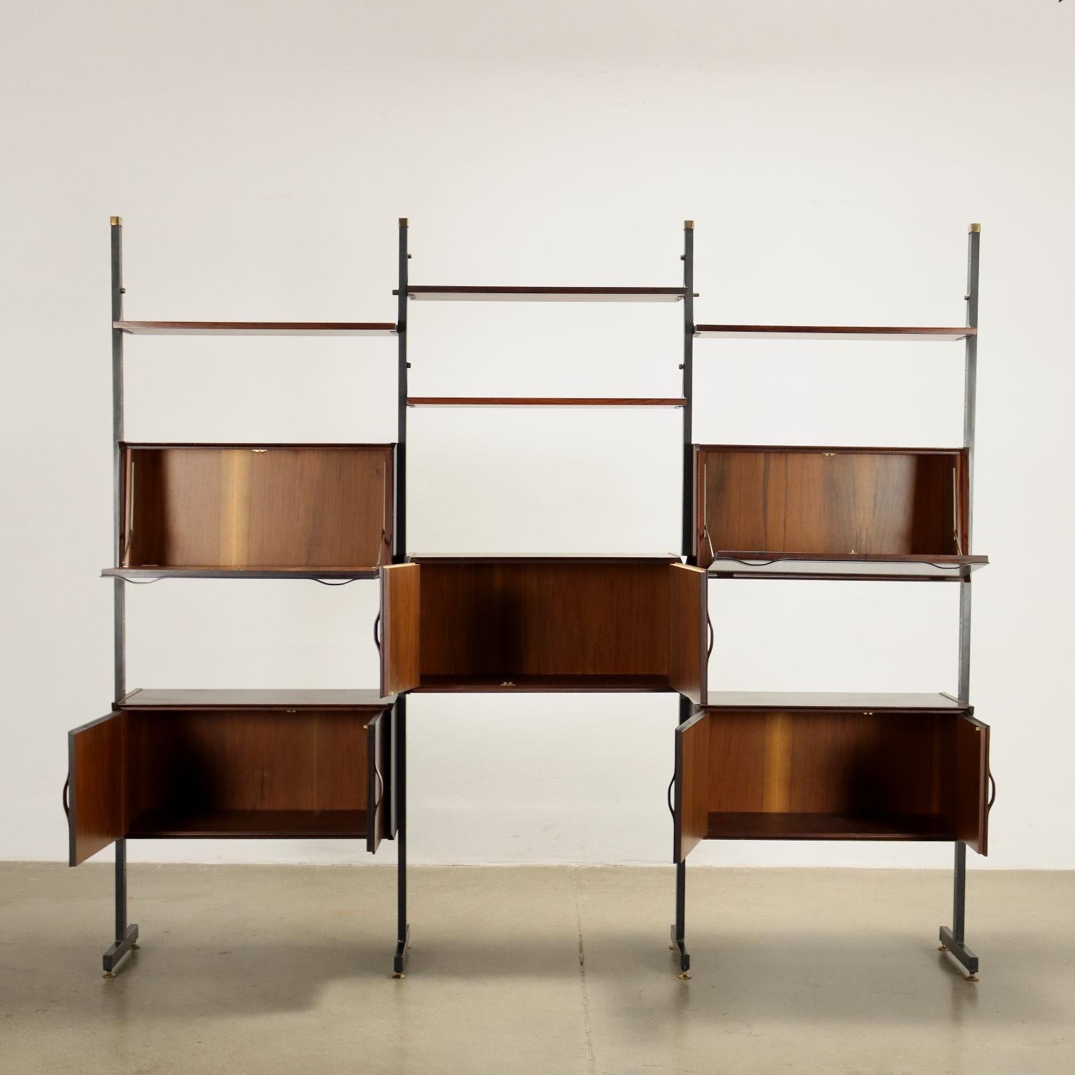 Mid-Century Modern 1960s wood and metal bookcase For Sale