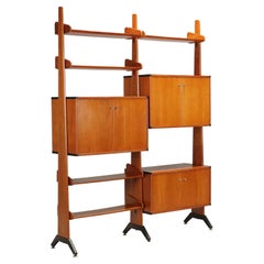 1960s AV Arredamenti Contemporanei freestanding two-section teak bookcase.