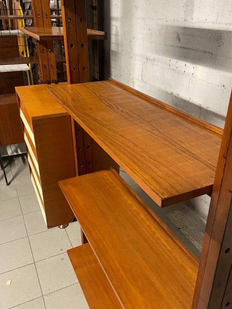 Librería de suelo a techo de dos cuerpos de Leonardo Fiori fabricada por ISA, años 50 3