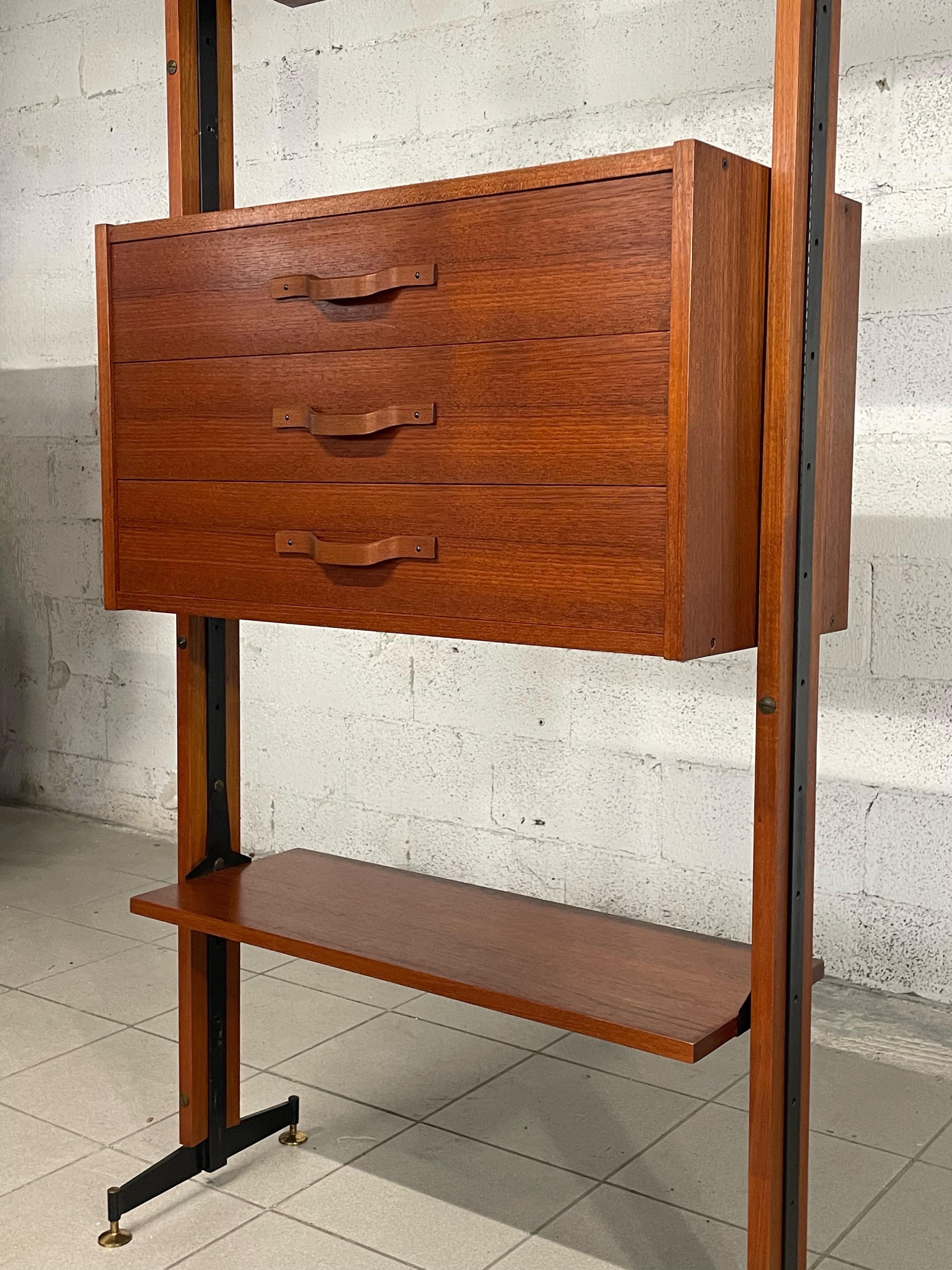 Mid-20th Century Libreria cielo-terra anni '60 in legno di teak