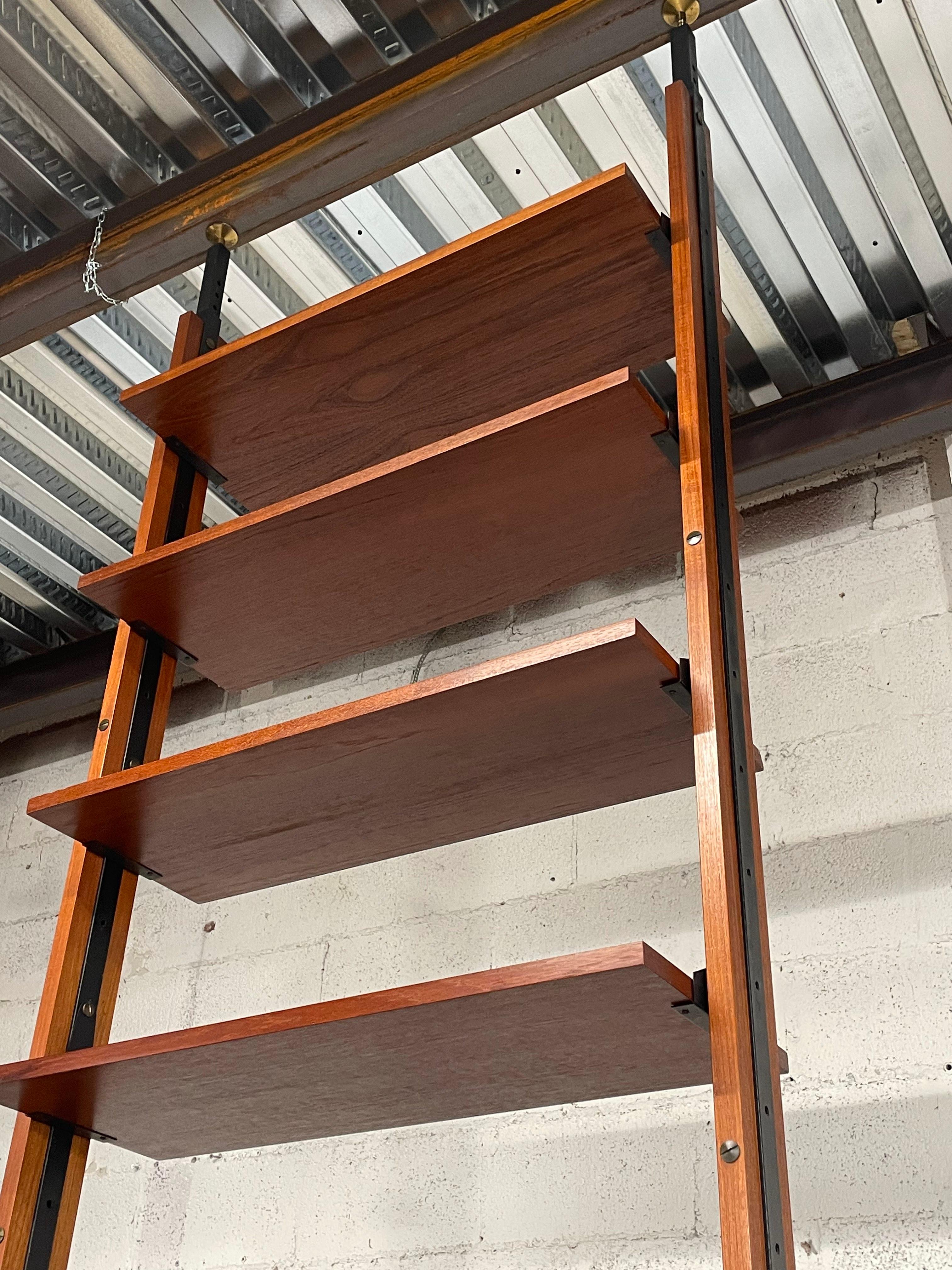 Metallo Libreria cielo-terra anni '60 in legno di teak