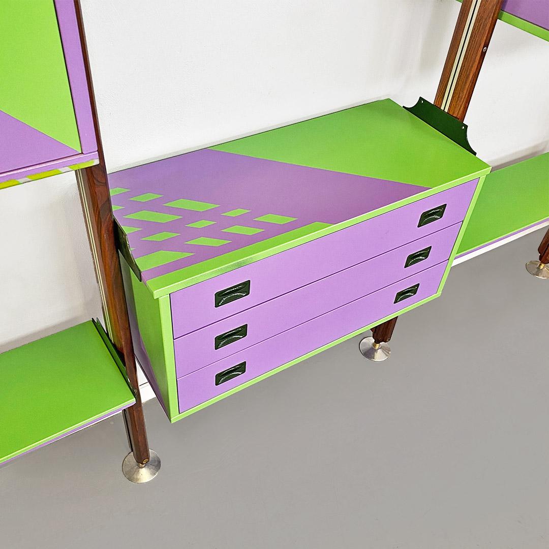 Metal Italian mid-century modern sky-deck colored bookcase by Stildomus, 1960s