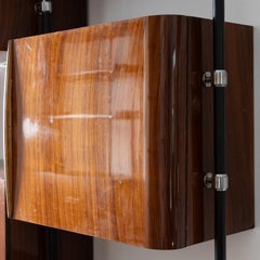 Bright sky-to-floor bookcase three spans 1950 mid-century italian