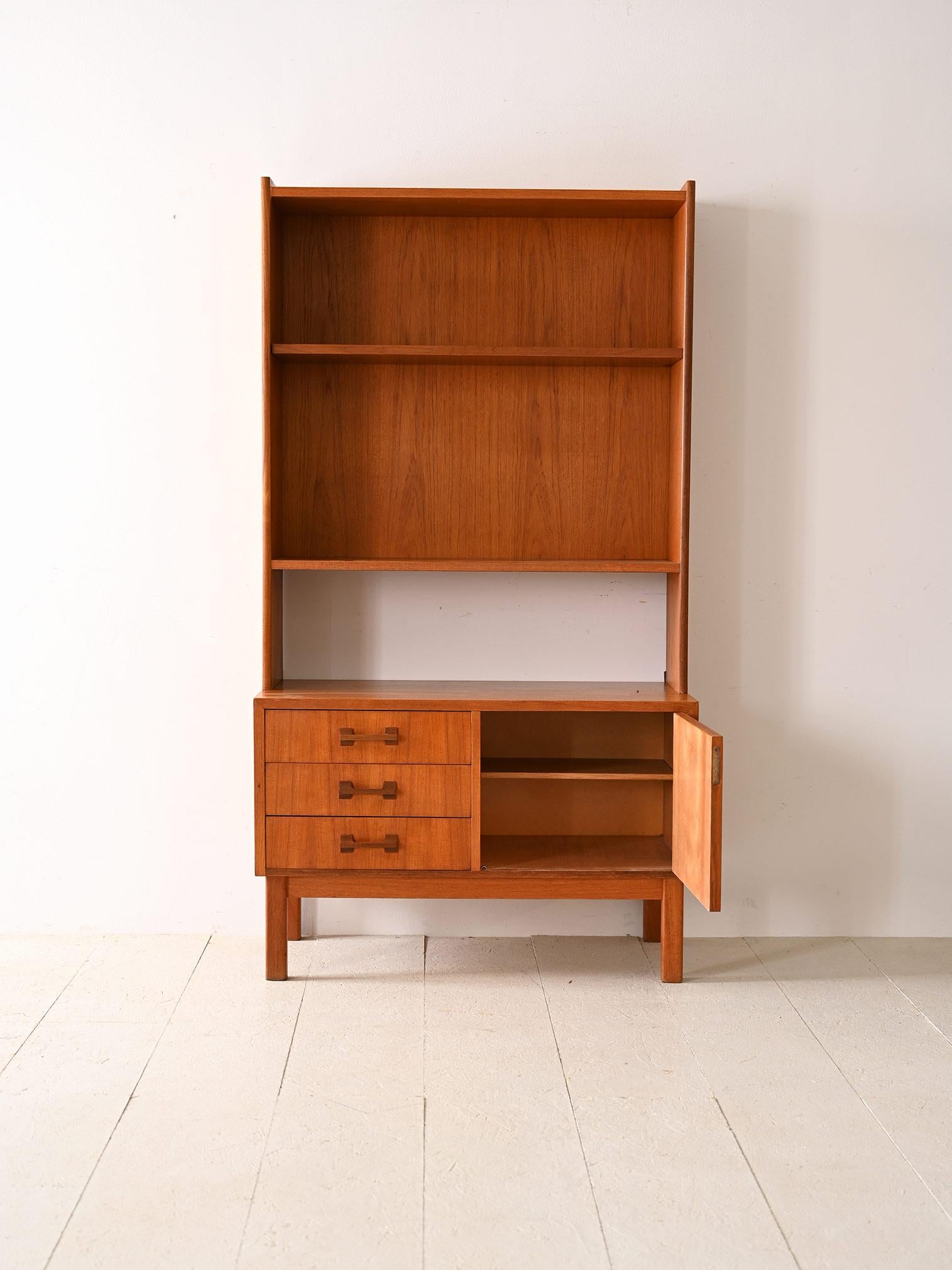 Scandinavian Modern Bookcase with drawers For Sale