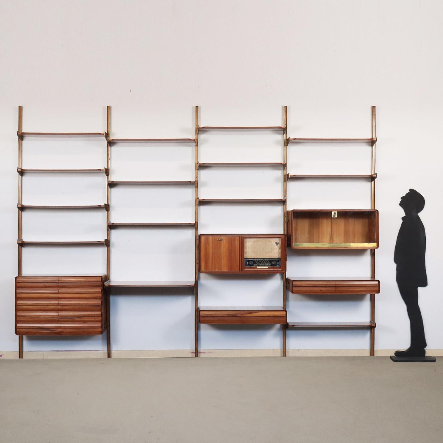 Mid-Century Modern Libreria con Impianto Stereofonico, Anni 50-60