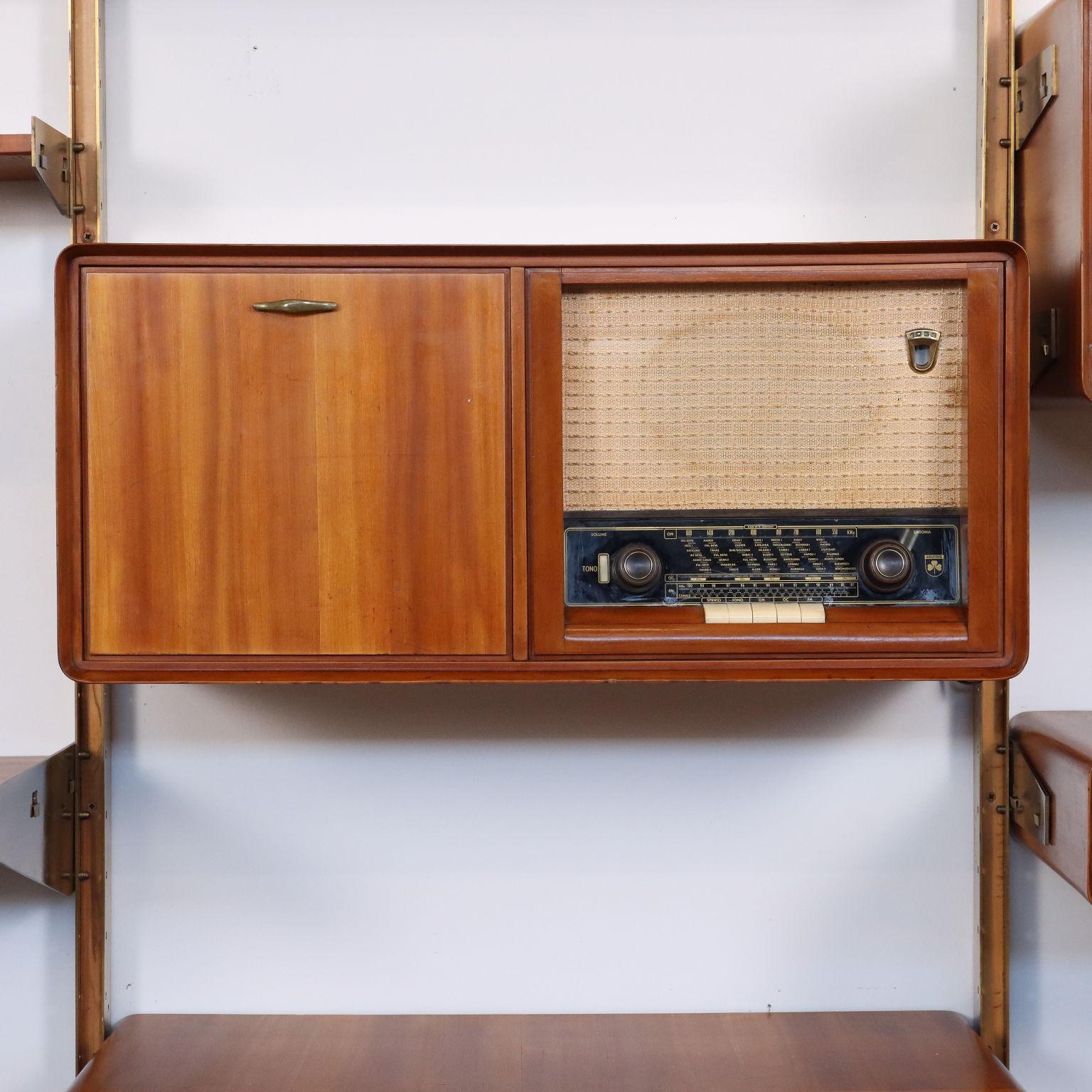 Italian Libreria con Impianto Stereofonico, Anni 50-60