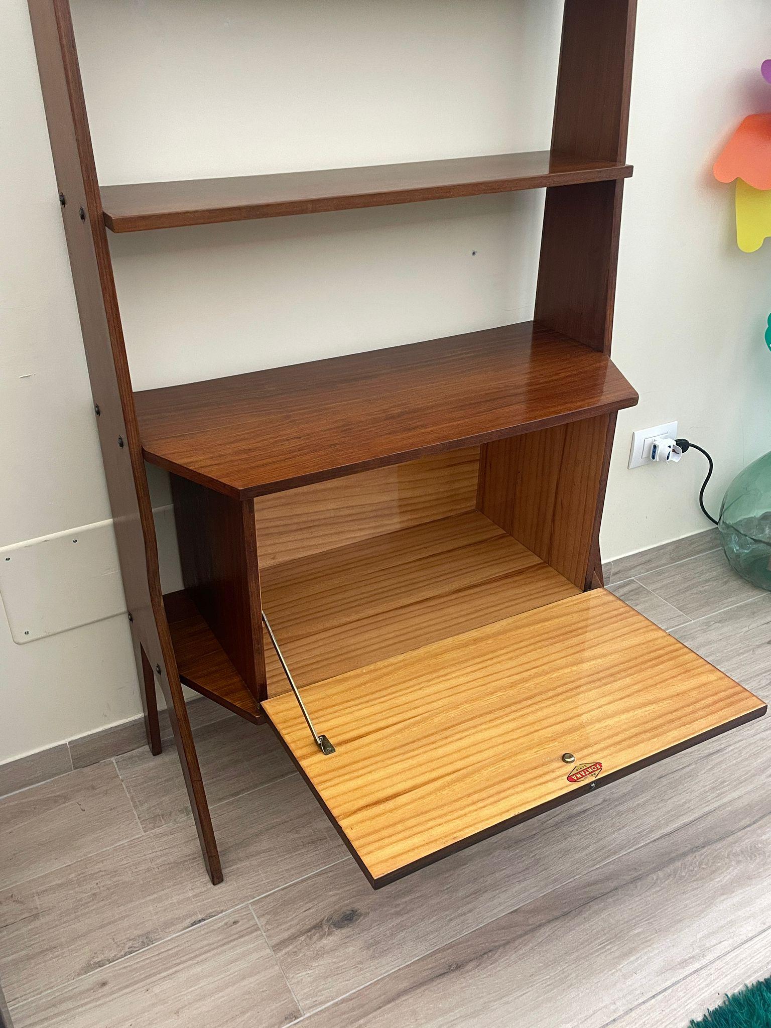 Libreria con mobiletto a ribalta, anni '60, produzione Fontana, Italia For Sale 4