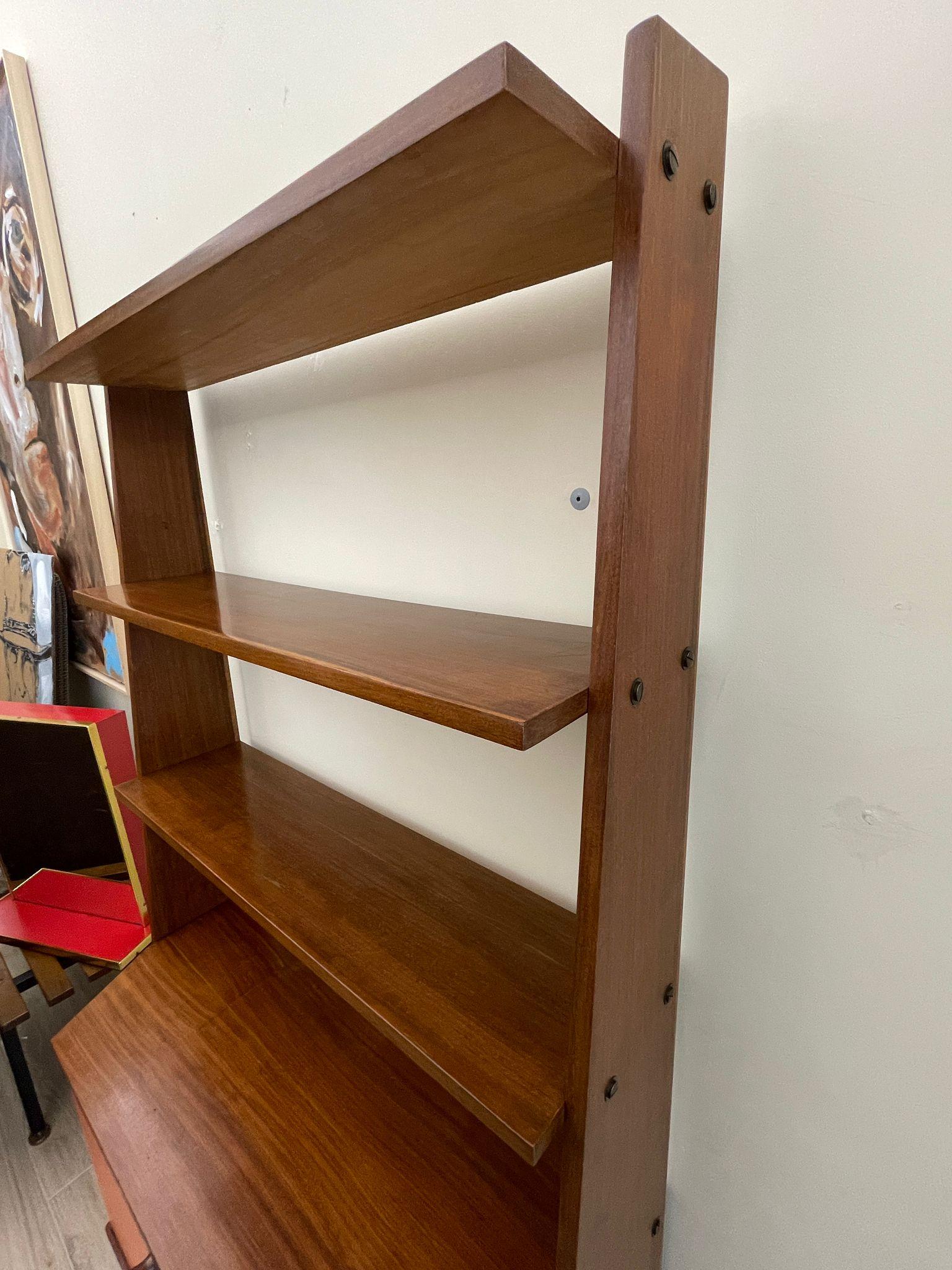 Italian Libreria con mobiletto a ribalta, anni '60, produzione Fontana, Italia For Sale