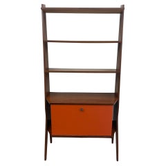 Libreria con mobiletto a ribalta, anni '60, produzione Fontana, Italia