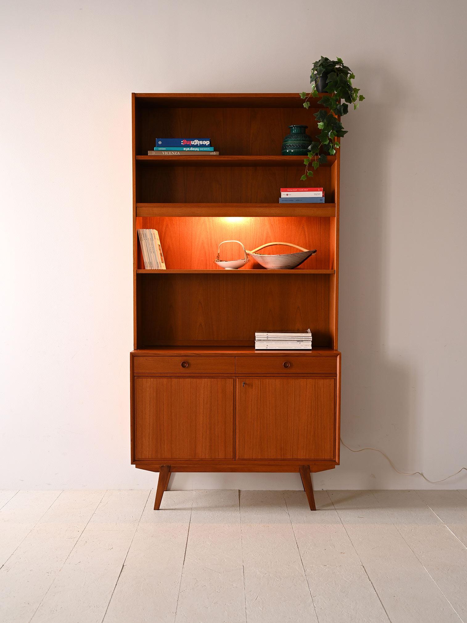 Scandinavian Modern Bookcase with small sideboard For Sale