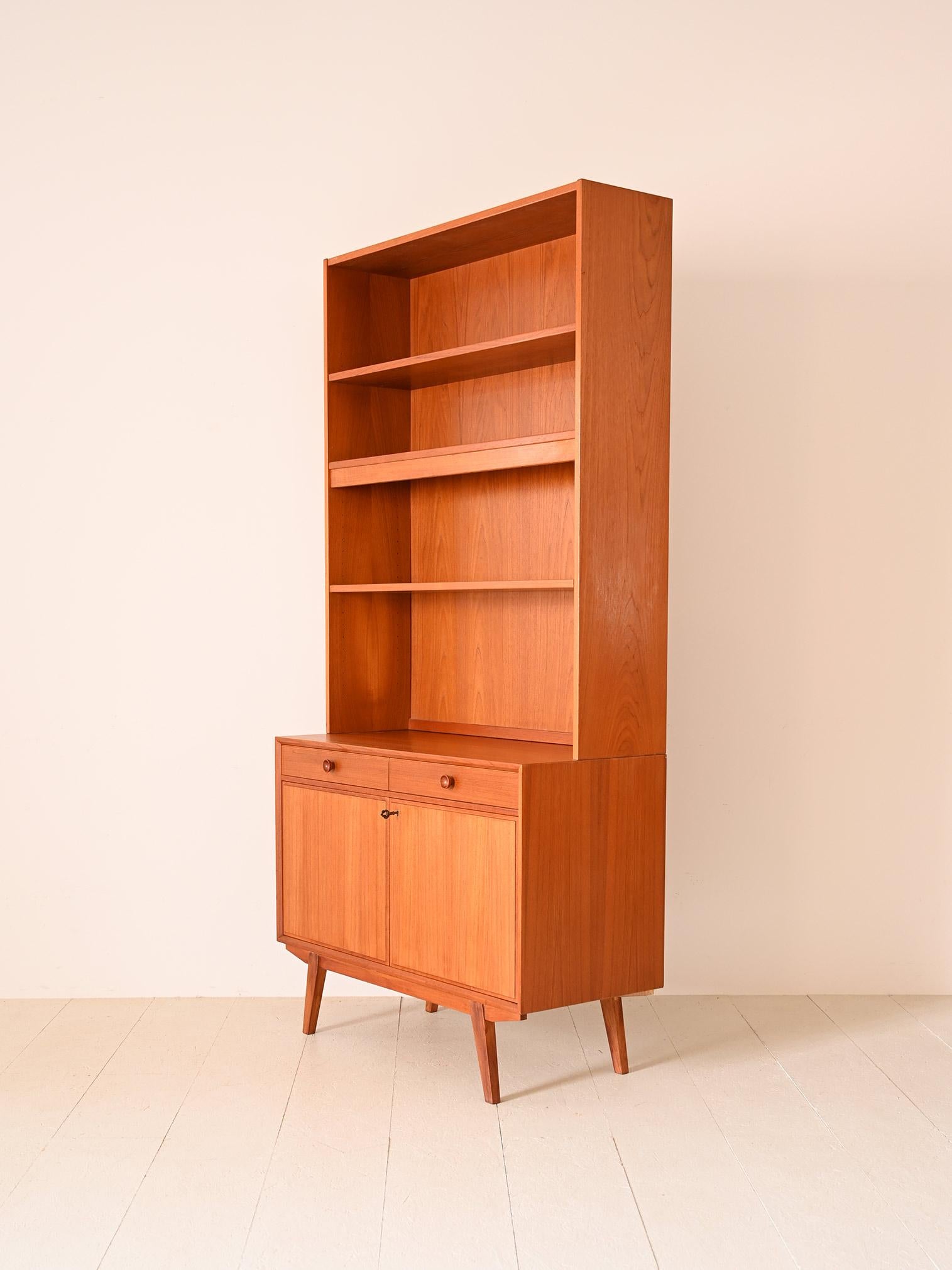 Teak Bookcase with small sideboard For Sale
